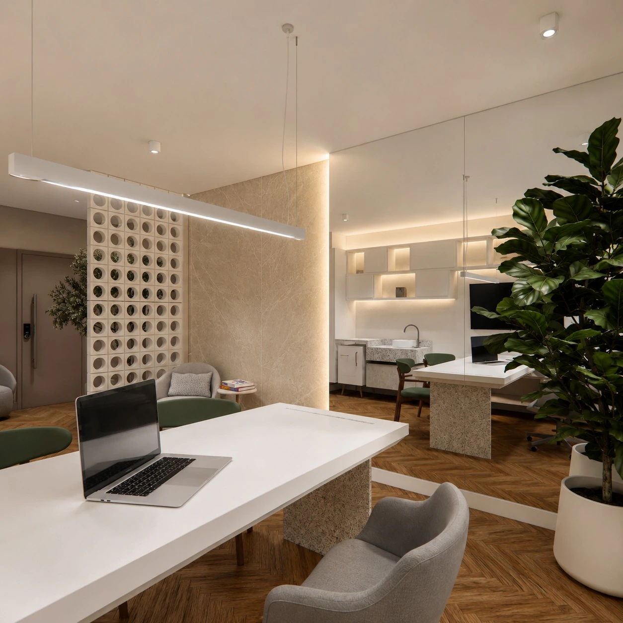 Sala de reunião com divisória em vidro — Projeto Isa